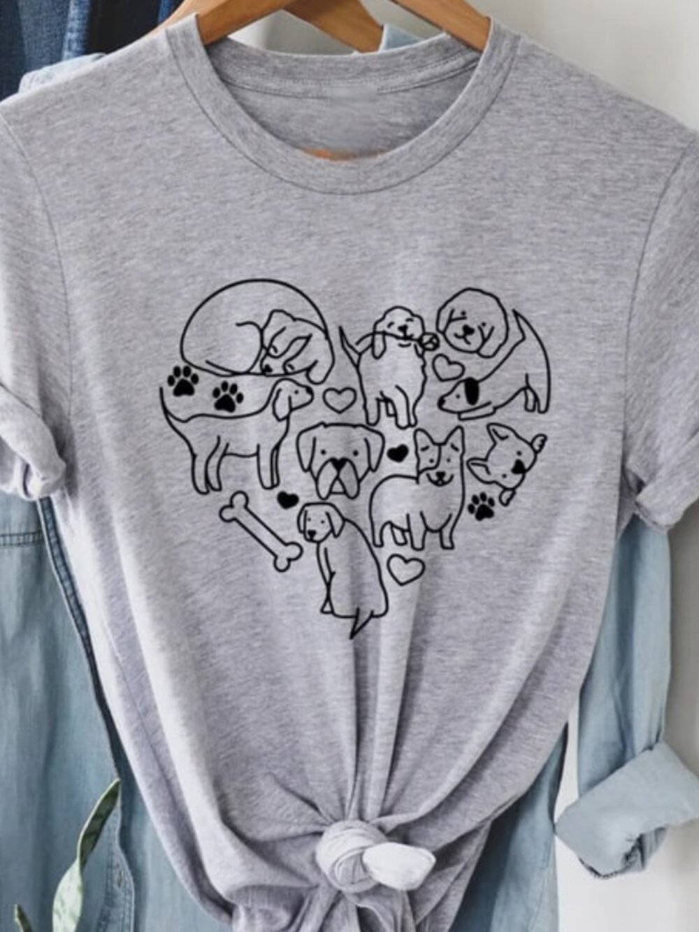 Graphic Dog Heart Shirt, Dog Lover Gift, Cute Dog Shirt